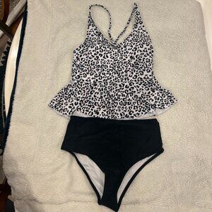 Leopard Print Tankini with high waisted bottom - new with tags